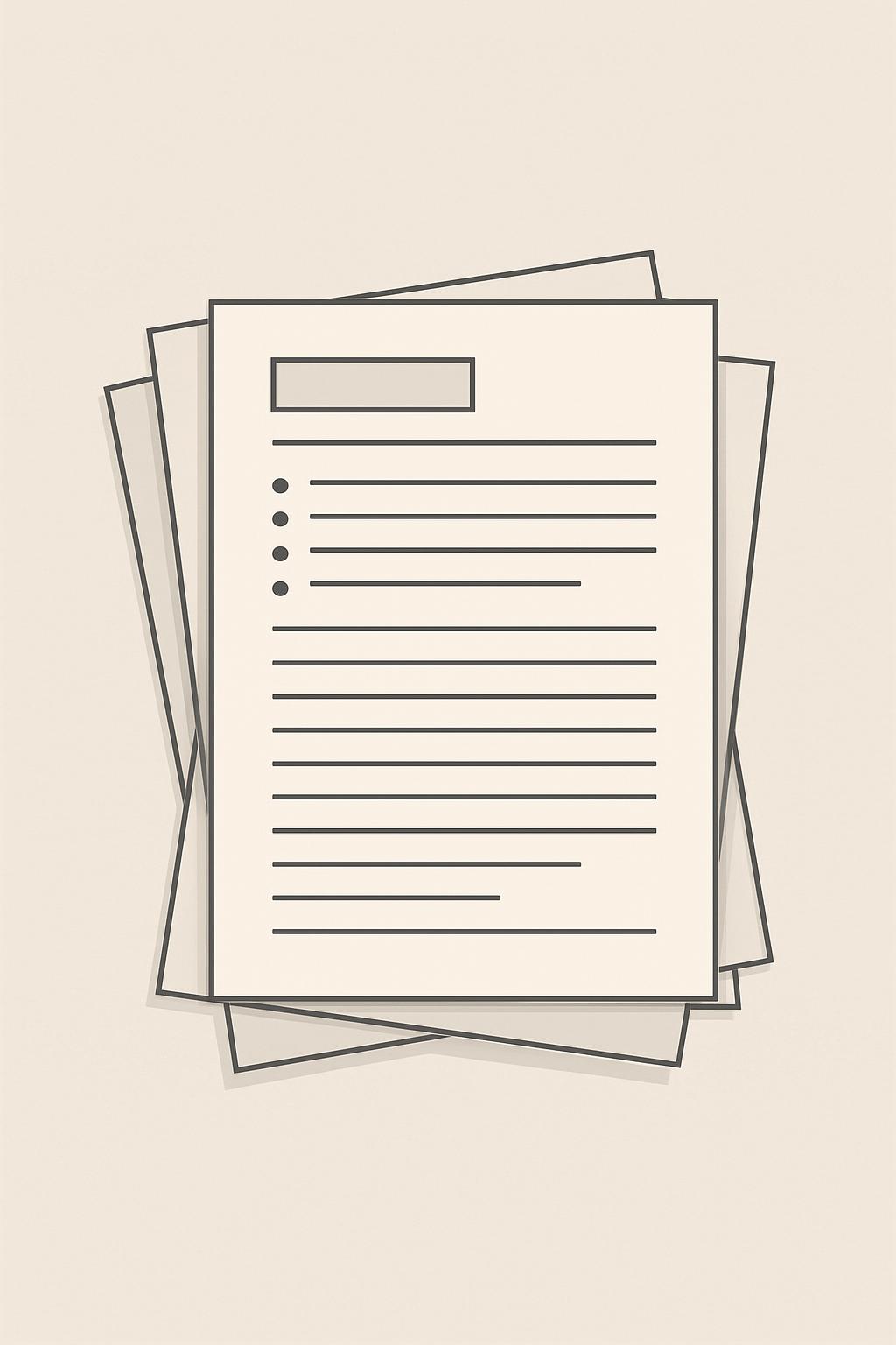 Stacked papers with lines and dots, likely a template or sample document.