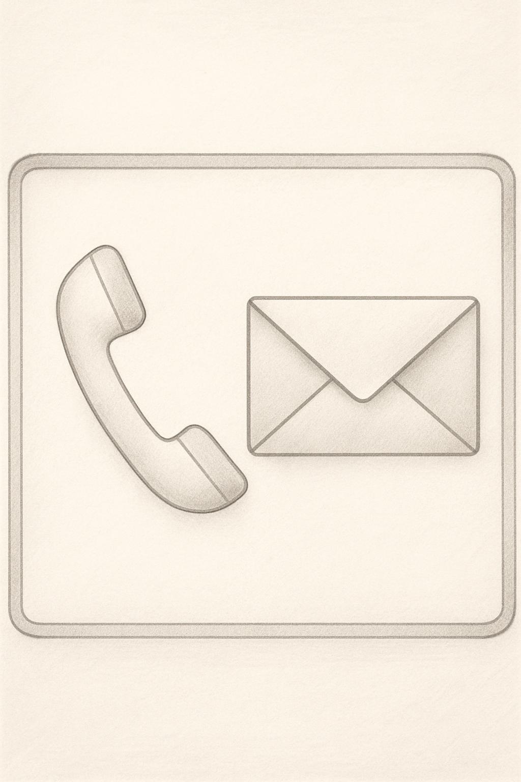An image of a phone and an envelope, likely representing contact information.